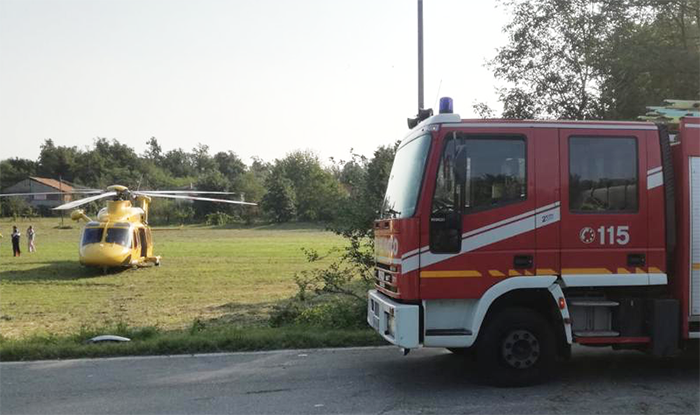 Scontro auto- moto, centauro elitrasportato a Novara in codice rosso